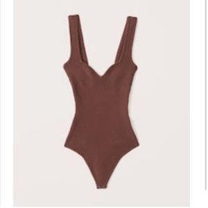 Abercrombie & Fitch Sweetheart Neckline Brown Tank Body Suit Size Small S